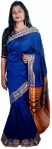 Self Design Sambalpuri Handloom Pure Cotton Saree  (Blue)