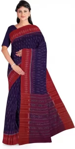 THE HANDLOOM ART Woven Sambalpuri Pure Cotton Saree  (Dark Blue)