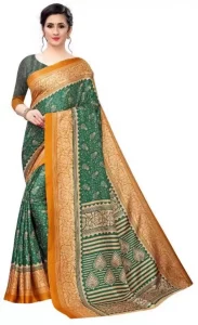 Self Design Sambalpuri Vichitra Saree  (Green)