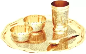 Golden Brass Apple 5 pcs Thali set
