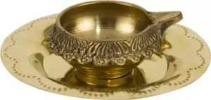 Brass Oil Lamp plate for Home Temple Puja 