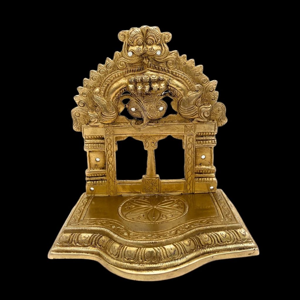  Brass Shinghashan Peetha Chowki with Prabhavali for God Peeta Peetalu Peetham Bajot 