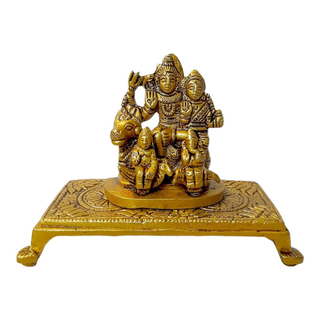 Brass Shiva Parvati Pariwar with Chowki Shiva Family