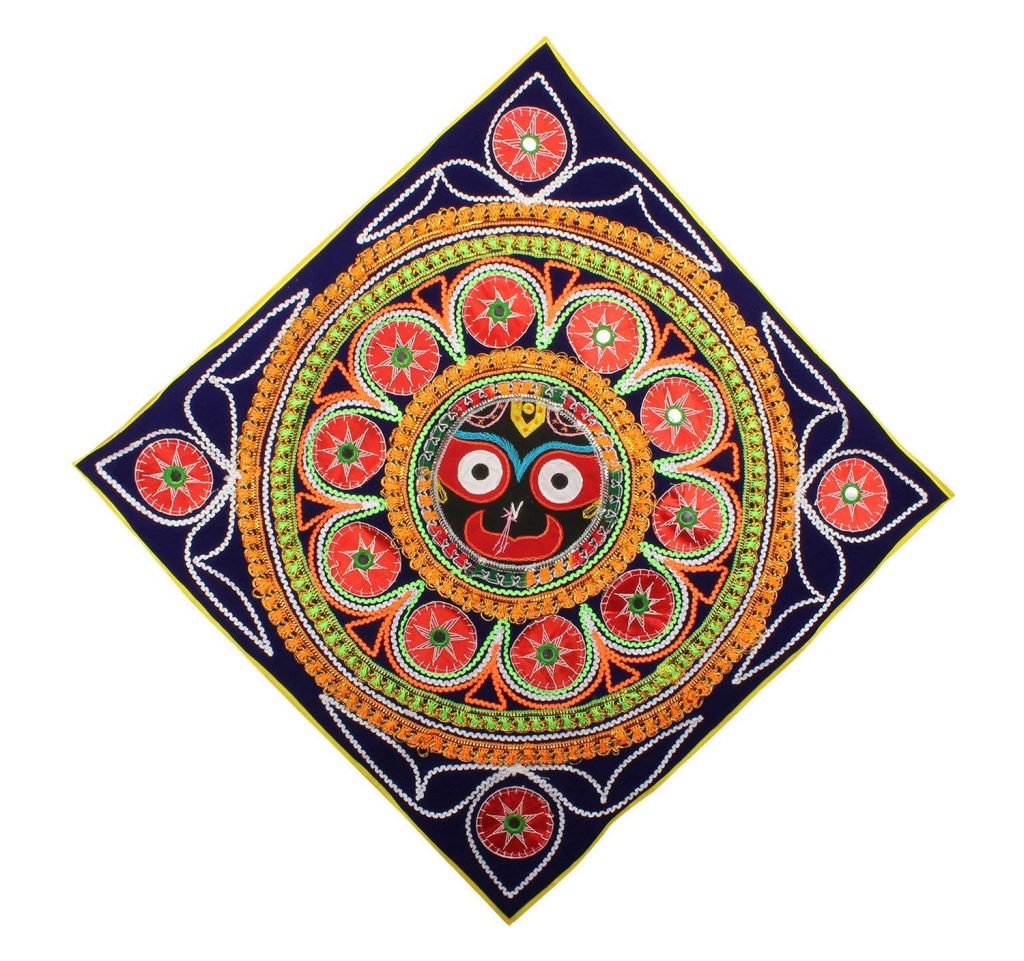 Chandua Handicrafts Jagannath Wall Hanging Full Hand Work Poster pipili Applique in Velvet Cloth chandua