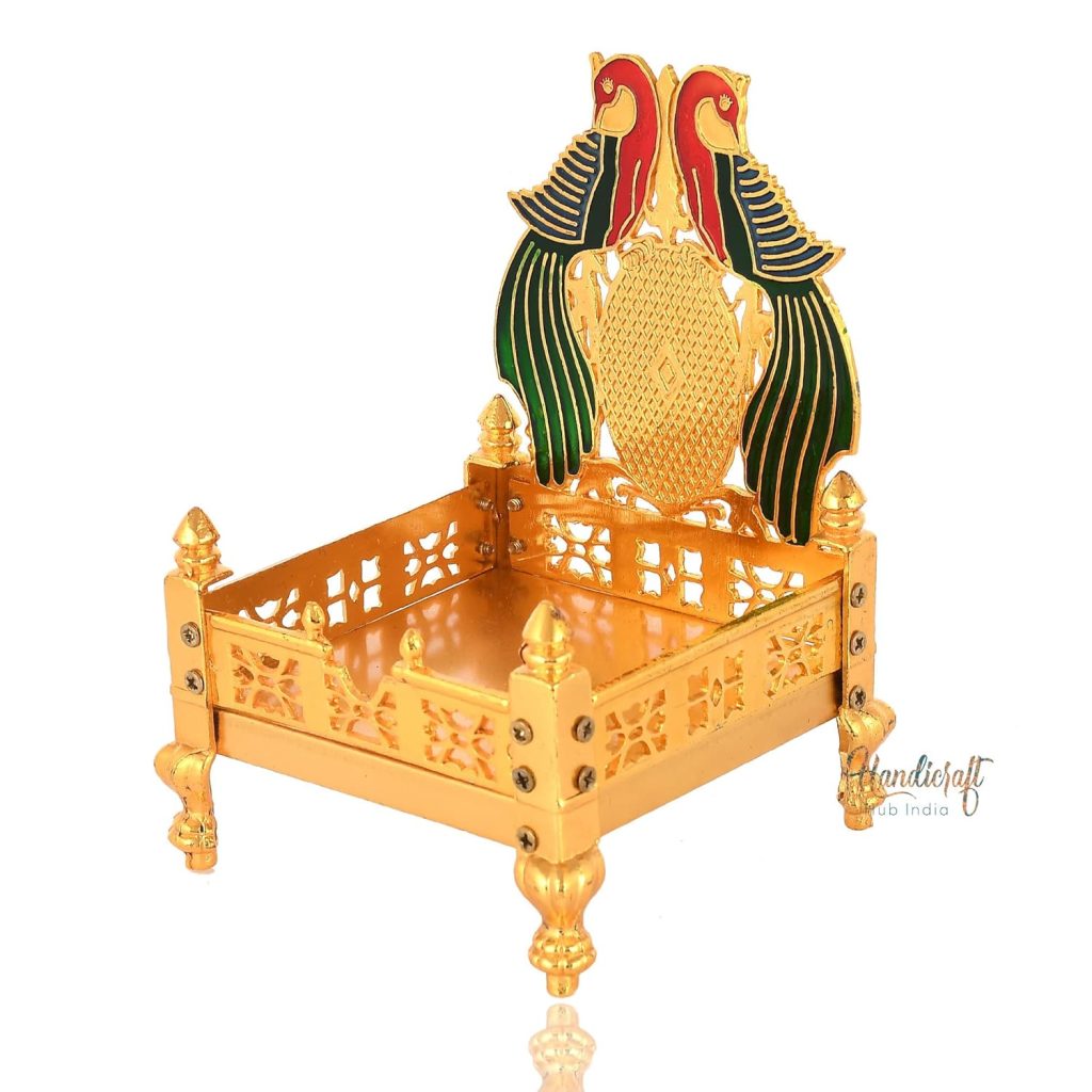 Handicraft Hub India Gold Plated Metal God Singhasan for Pooja Mandir