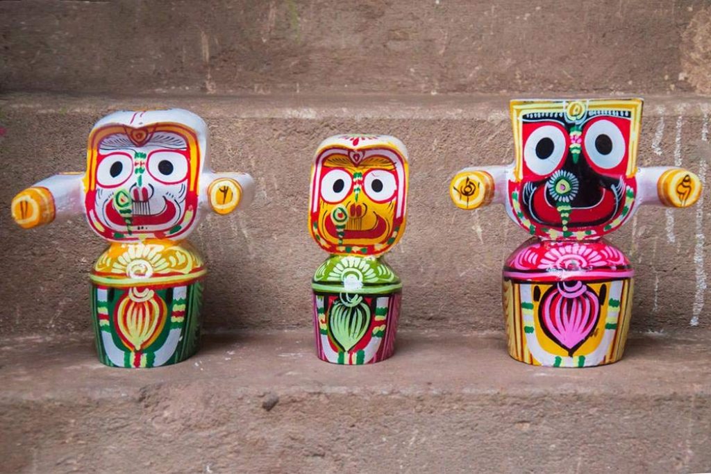 Lord Jagannath, Balaram, Subhadra Wooden Idol 4inch Set