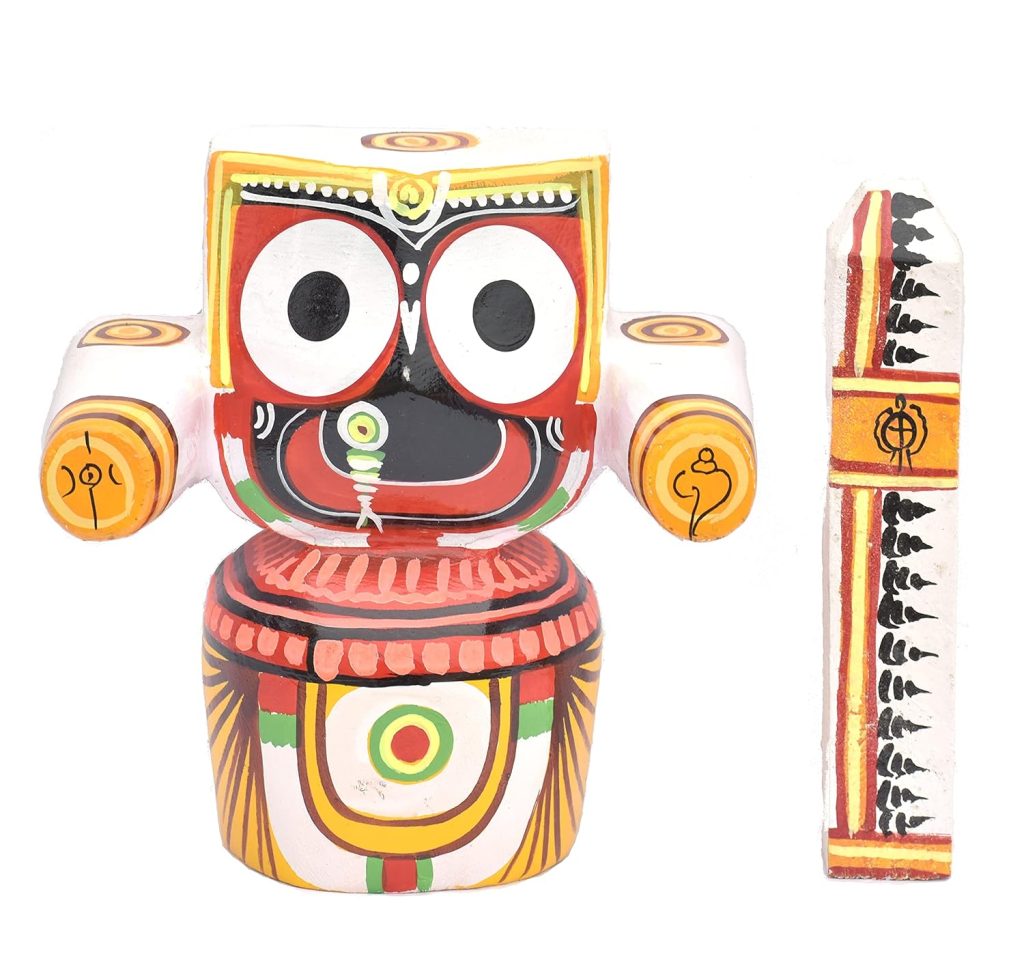 Wooden Idol of Single Lord Shree jagannath(Patitapabana) with Sudarshan,for Pooja Decorative Showpiece - 15 cm