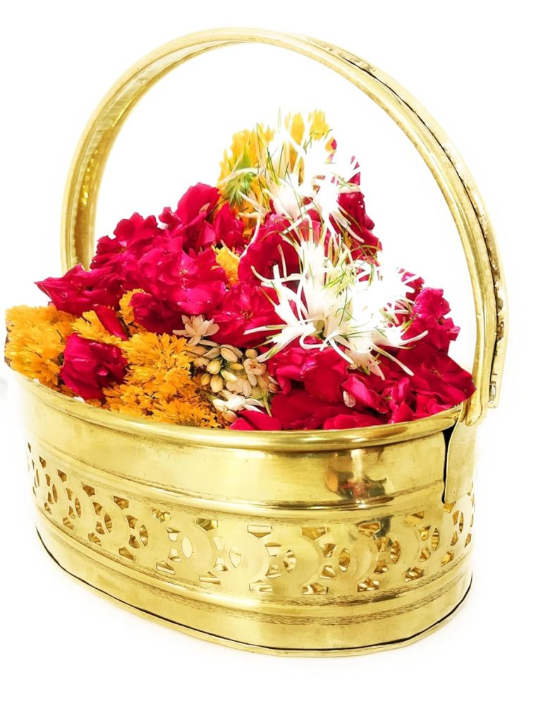 Awadh Brass Traditional Oval Shaped Pooja Basket