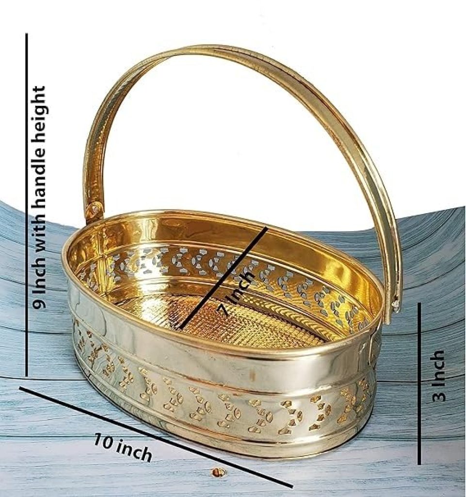 Awadh Brass Traditional Oval Shaped Pooja Basket