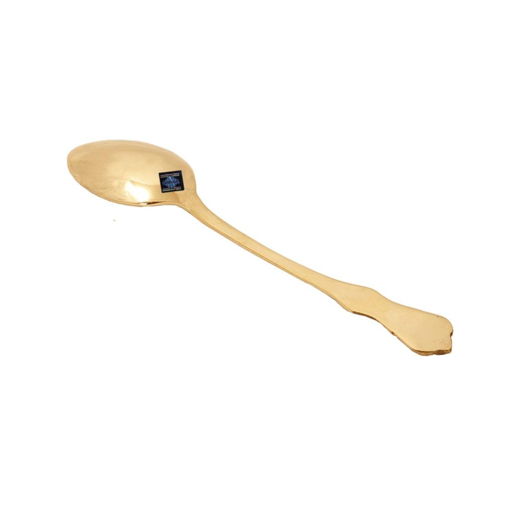 INDIAN ART VILLA Brass Designer Spoon for Home and Hotel Pack of 2