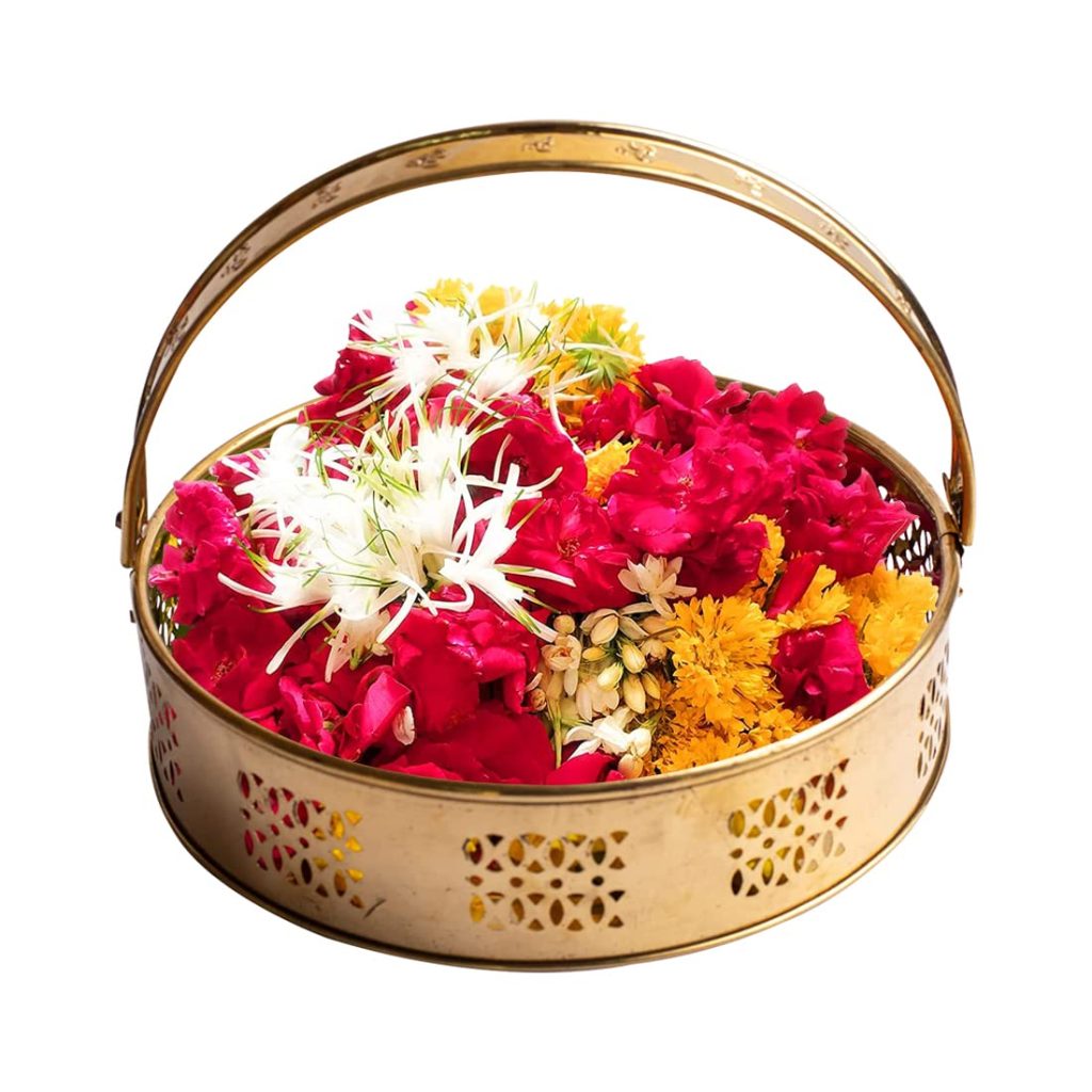 Brass Flower Basket for Pooja 