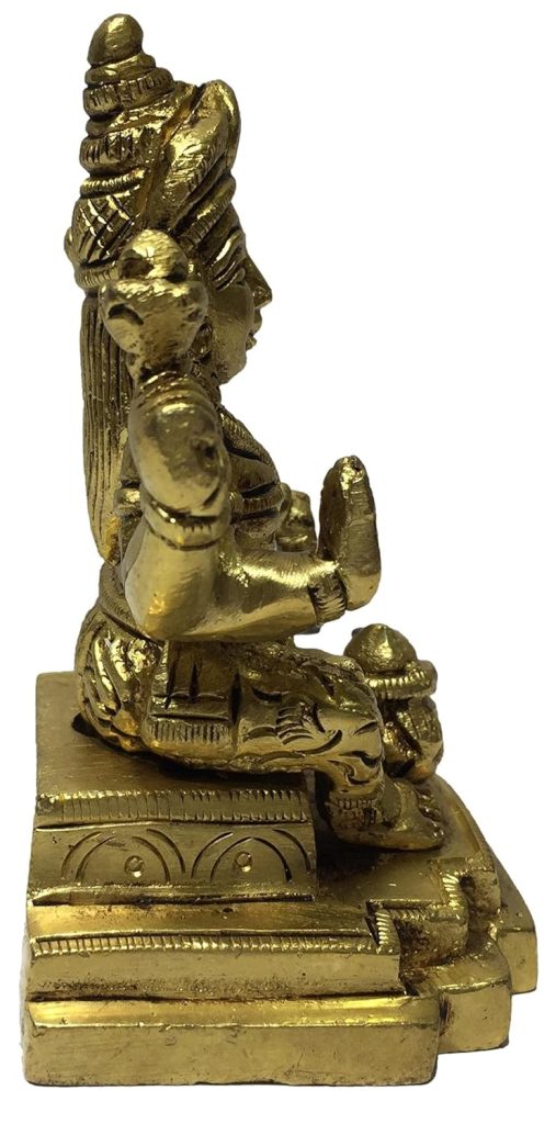 Brass Kalasa Lakshmi Sitting with One Leg Down Idol 3.75 Inch Statue