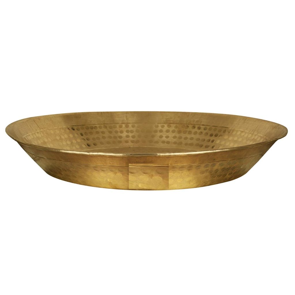  Handmade Brass Parat Platter, 16x16x4-inch (Bronze) 