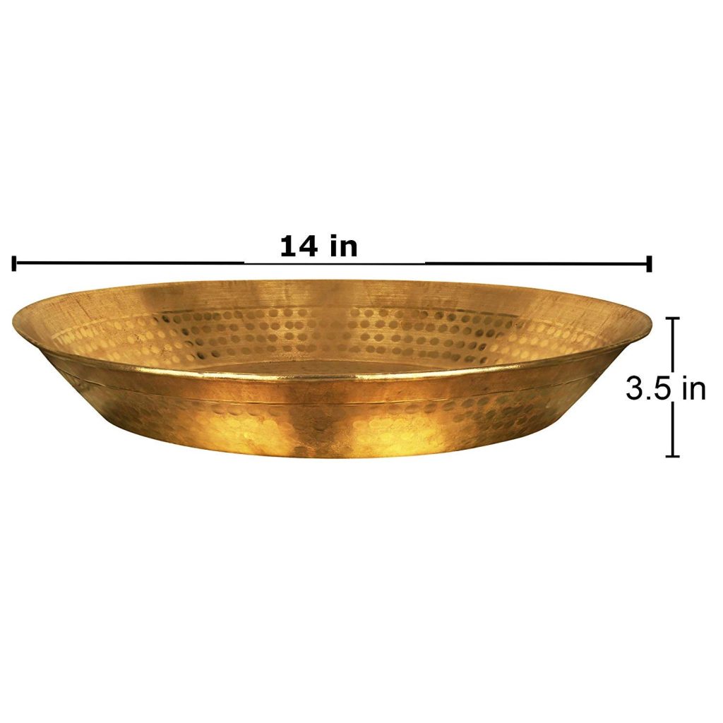  Handmade Brass Parat Platter, 16x16x4-inch (Bronze) 