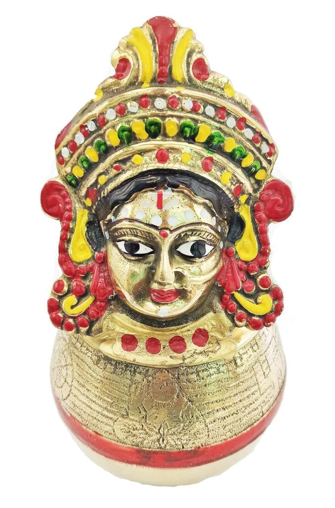 INSPIRING LIFES Brass Goddess Laxmi Devi Sacred Face Mana (Multicolour, 11 x 11 x 19 cm, Large)