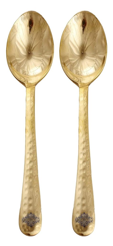 Indian Art Villa Brass Hammered Spoon Length 7" Inch,2 Pieces