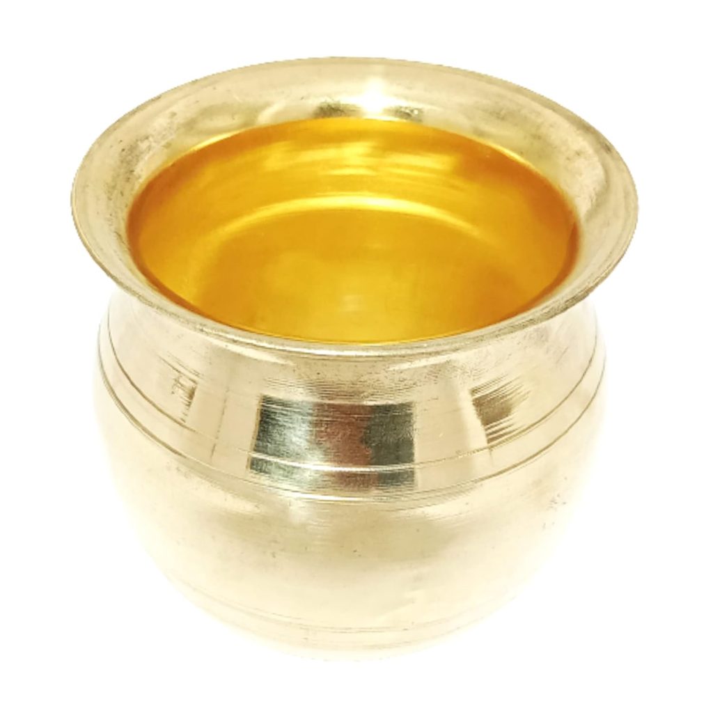 KAPER Brass Kalash Set of 2 for Pooja and Mandir Decoration Small Lota 