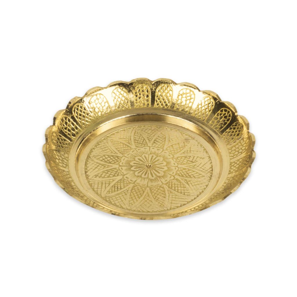 Klassic Engraved Small Brass Pooja Thali with Flower Engraved Design for Prasad Bhog