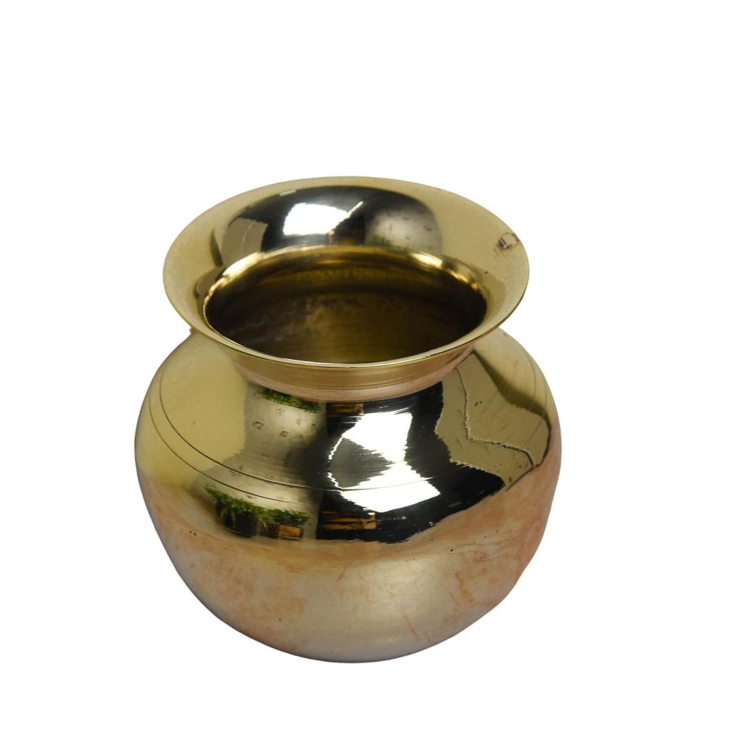  NEETU ARTS Pure Brass 3 inches Lota, Chambu, Kalash, 160 Grams, Pack of 1 Piece 