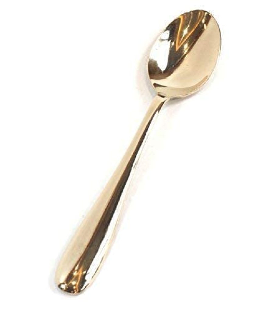 Rewari Craft Royal Bronze Spoon for Desert Dishes Tableware Kansa Spoons for Home and Restorent, Hotel, Spoon Set of (2)