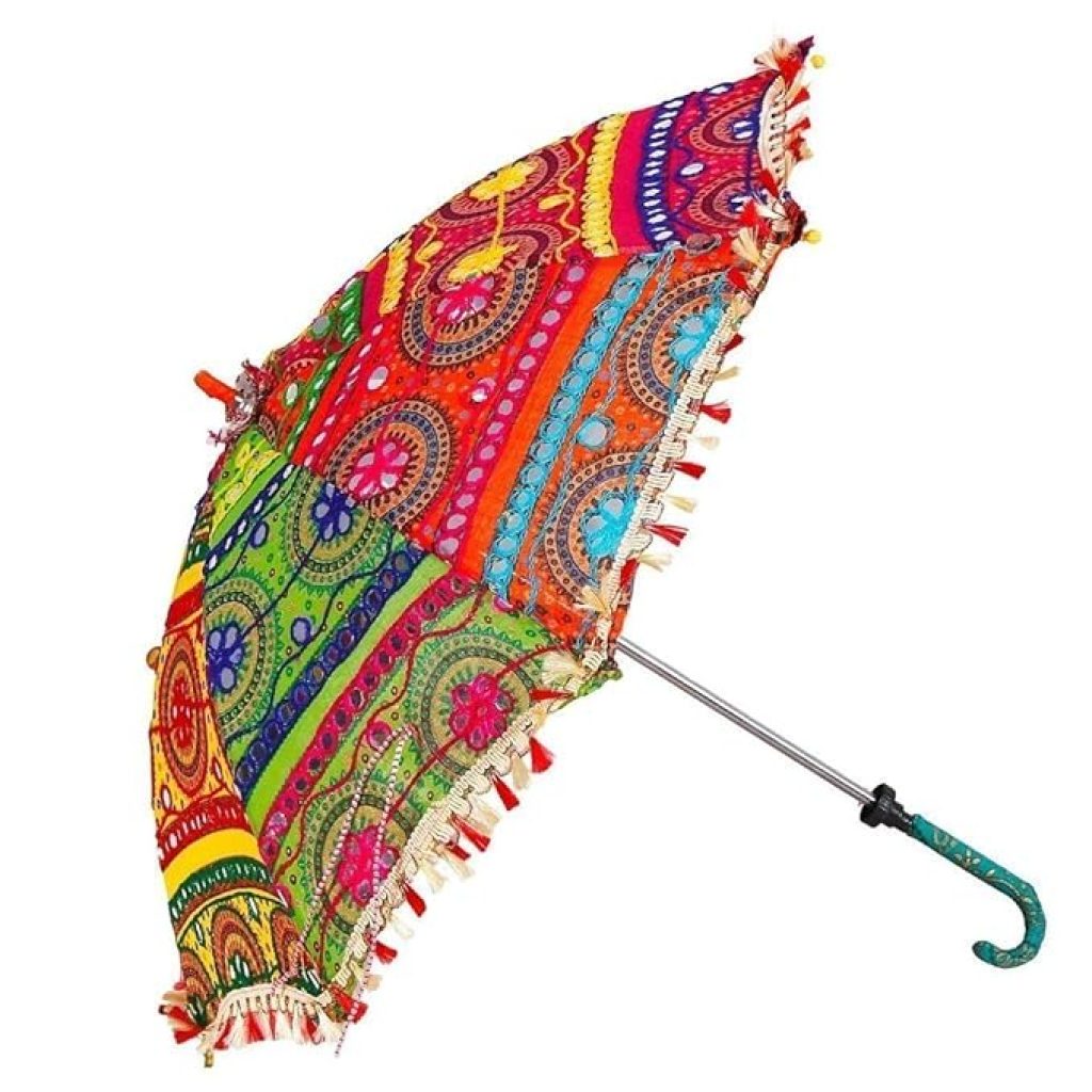 Saudeep India Trading Corporation Fabric Embroidered Rajasthani Umbrella