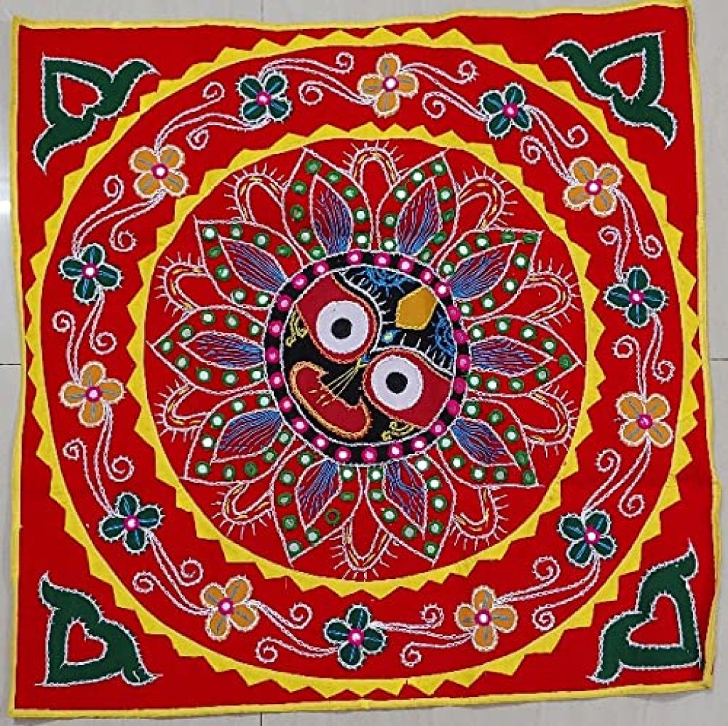 Shree Jagannath Multicolor Flower Chandua(75 x 75 cm) 