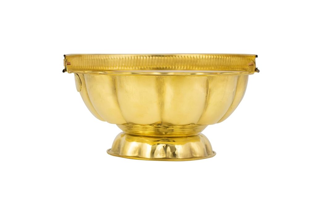Spillbox Traditional Handcrafted Brass Flower Basket for Pooja