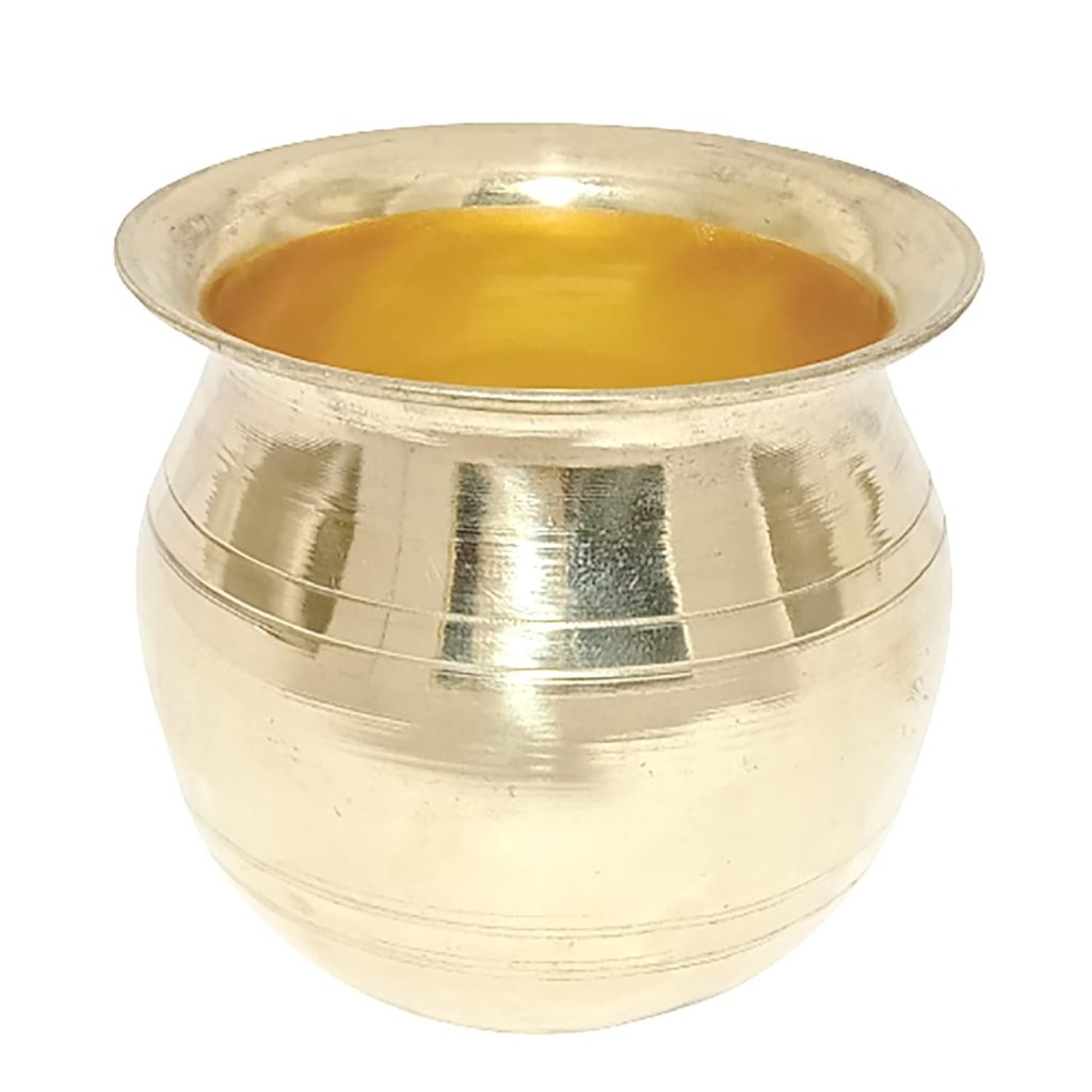 VIMIFORYOU Brass Kalash Set of 4 for Pooja and Mandir Decoration Lota