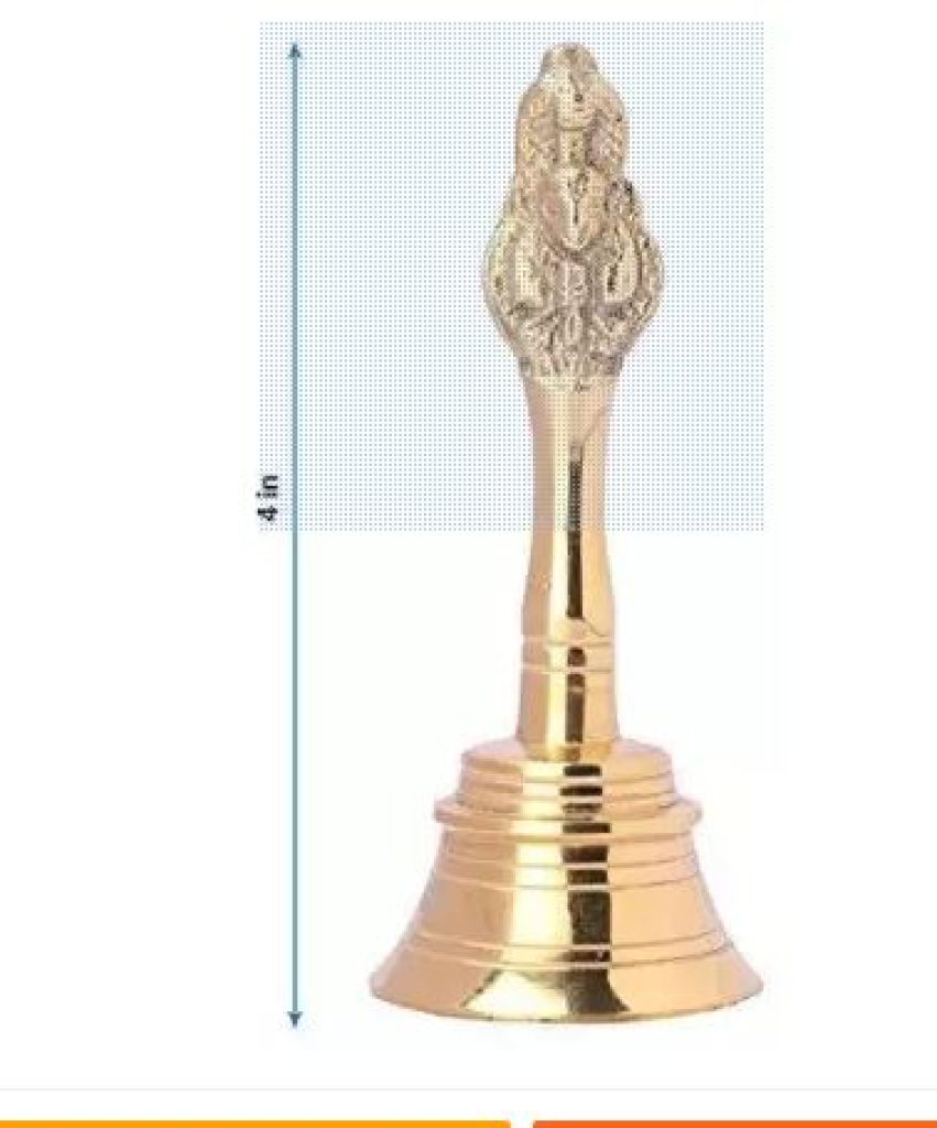 AR Enterprise Brass Temple Bell Garud Ghanti for Puja with Akhand Pital Diya Brass (Pack of 2) Table Diya  (Height: 2.4 inch)