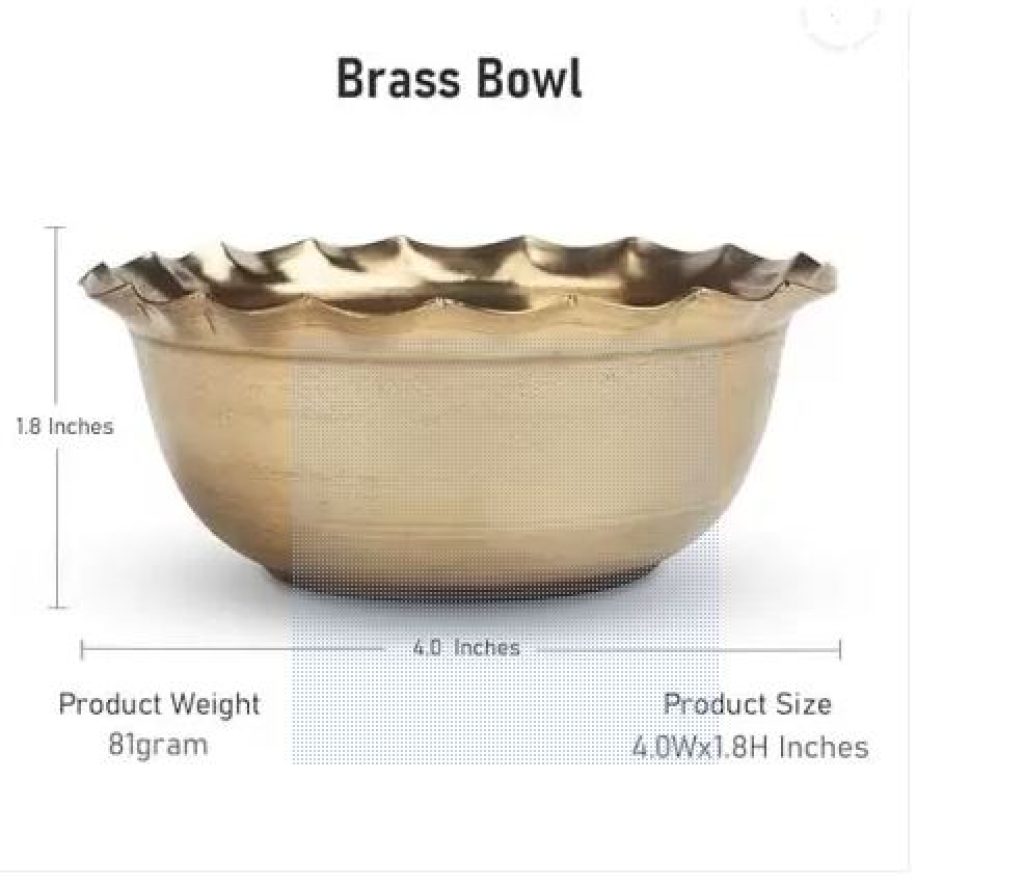 Alodie Brass Decorative Bowl Bronze Designer Bati (Pack of 2, Gold)