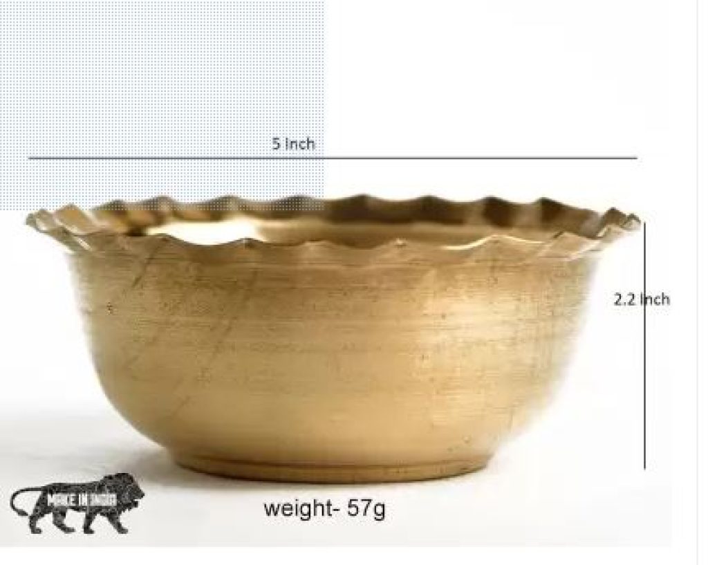 Alodie Bronze Vegetable Bowl Bronze Designer Bati - Kansa Katori - Designer Bowl - Bronze Bowls  (Pack of 2, Gold)