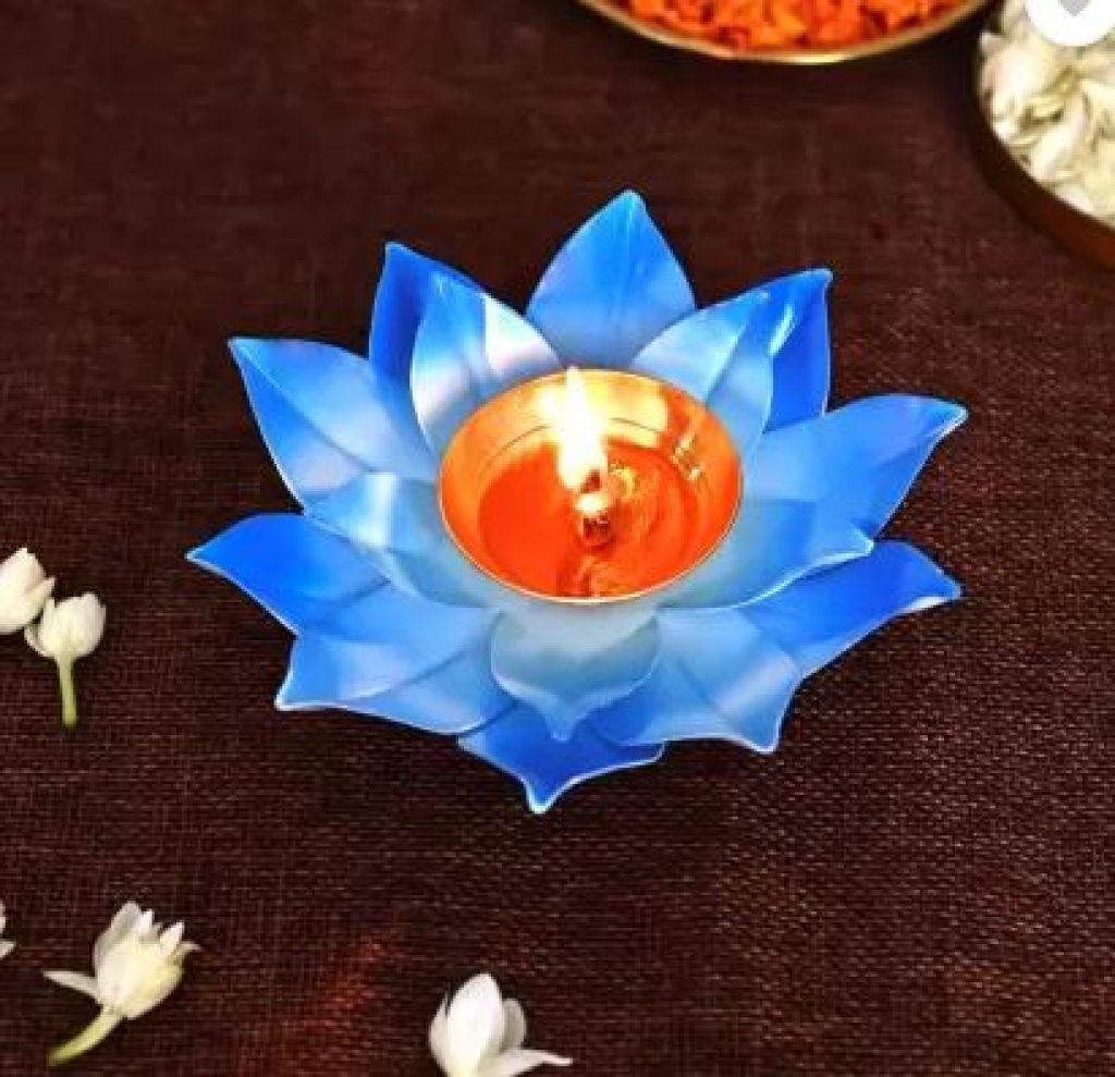 DecorTwist Metal Decoration Lotus Diya Akhand jot Kamal Deepam Oil Deepak lamp for Puja Brass (Pack of 2) Table Diya  (Height: 5 inch)