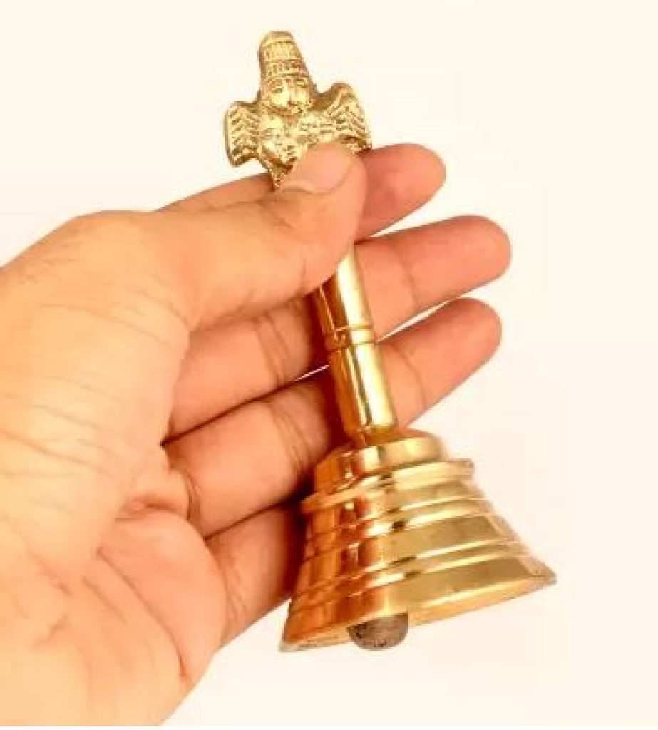 Gyarsilal's Pital Puja Garud Ghanti Hand Bell 11 CM Brass Pooja Bell  (Gold, Pack of 1)
