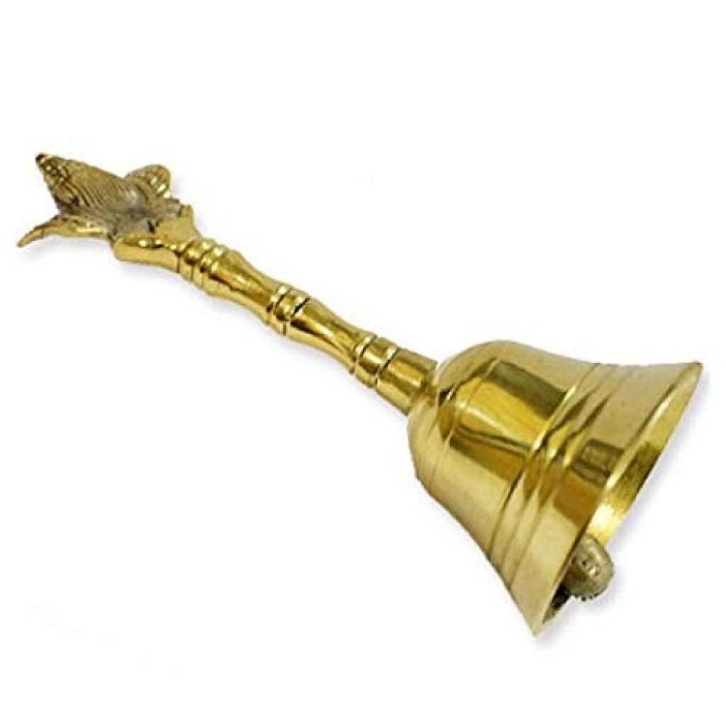  Jain Metal Store Brass Garud Ghanti Puja Bell - Gold (8cm) (Pack of 3) 