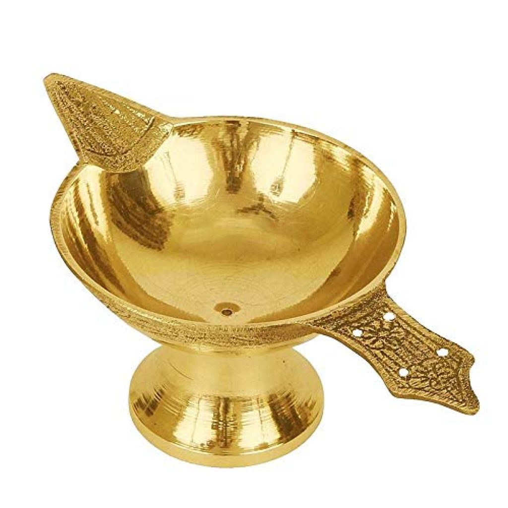  Kanshita's Rasoiware Brass Akhand Jyoti Diya for Puja Small Size Set of 2 