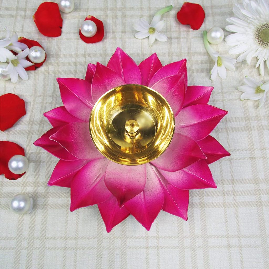 Lotus Shaped Brass Deepak 6 inches(Set of 2)