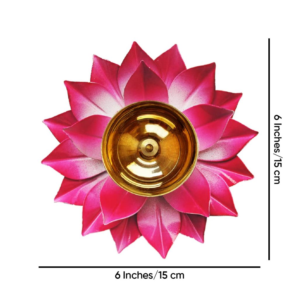 Lotus Shaped Brass Deepak 6 inches(Set of 2)