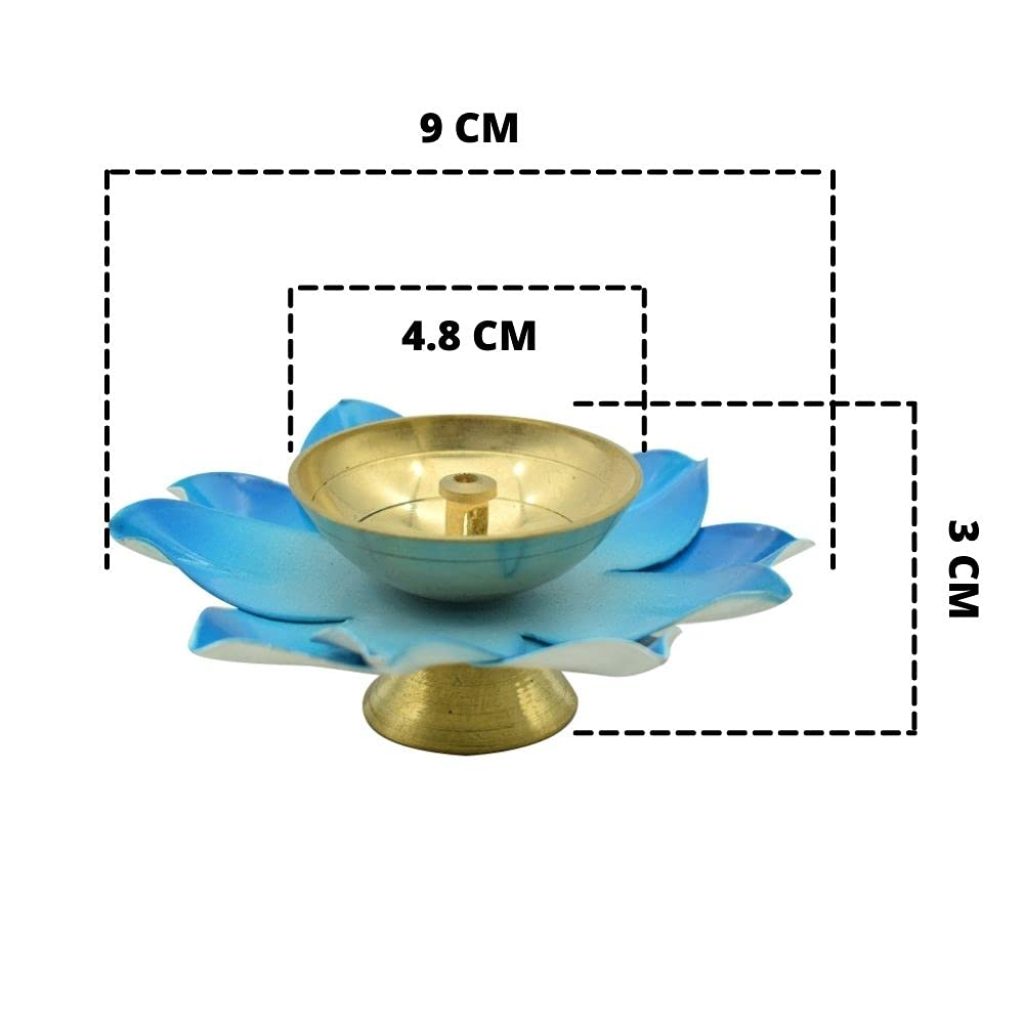 Vintageware Brass and Metal Lotus Shape Deepak Akhand Diya for Puja Arti In Home and Office (Yellow) Brass, Iron Table Diya  (Height: 1.5 inch)