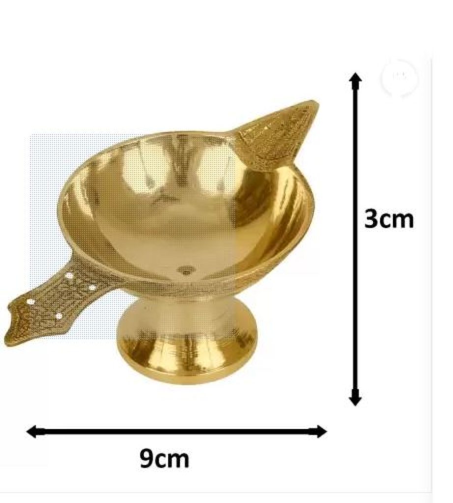 AR Enterprise Brass Temple Bell Garud Ghanti for Puja with Akhand Pital Diya Brass (Pack of 2) Table Diya  (Height: 2.4 inch)