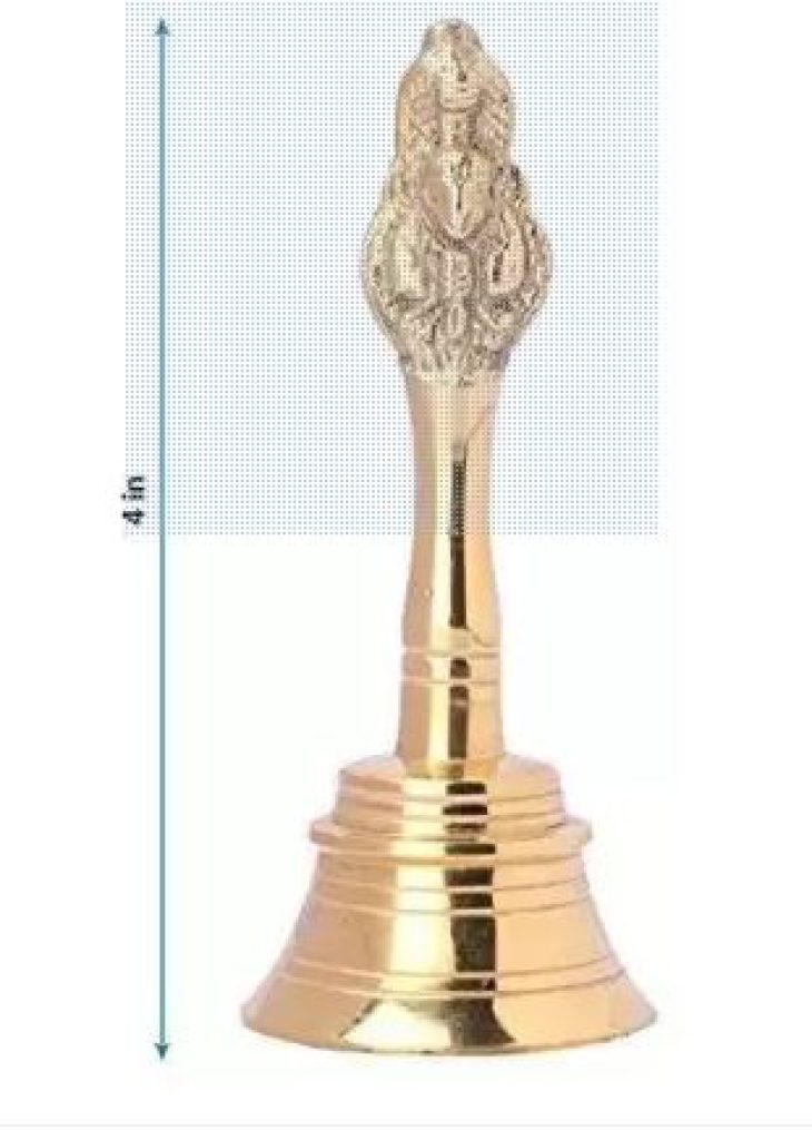 SHREE SAI TRADERS Brass Hand Held Temple Bell Garud Ghanti with - Akhand Laxmi Deepak Pital Diya Brass (Pack of 2) Table Diya  (Height: 2 inch)