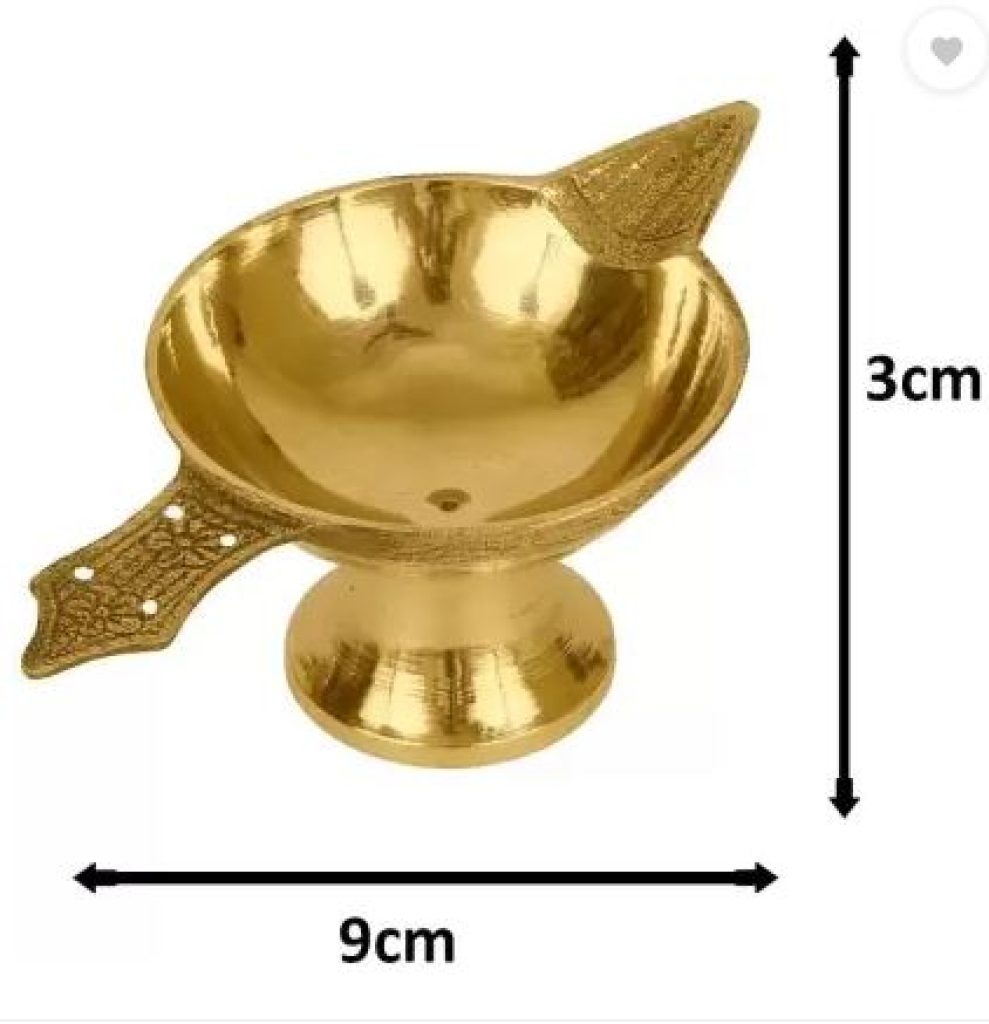 SHREE SAI TRADERS Brass Hand Held Temple Bell Garud Ghanti with - Akhand Laxmi Deepak Pital Diya Brass (Pack of 2) Table Diya  (Height: 2 inch)