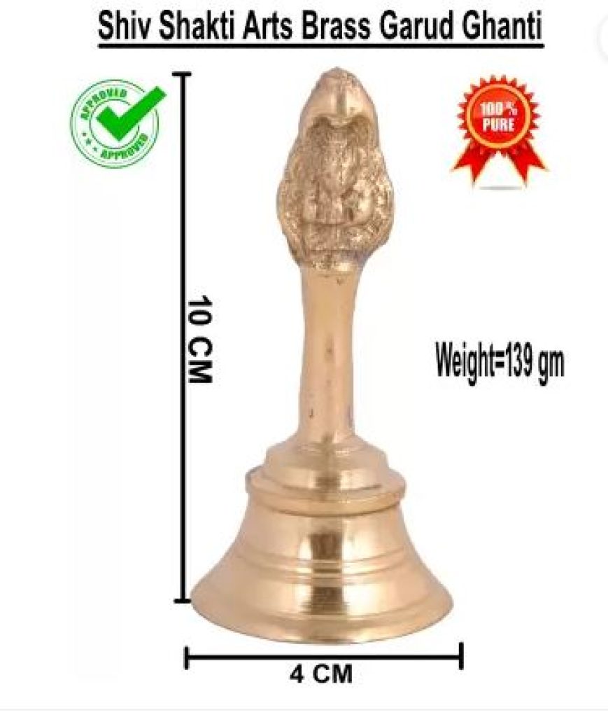 Shivshakti Arts Hand-Crafted Designer Pure Brass Bell -4 Inch