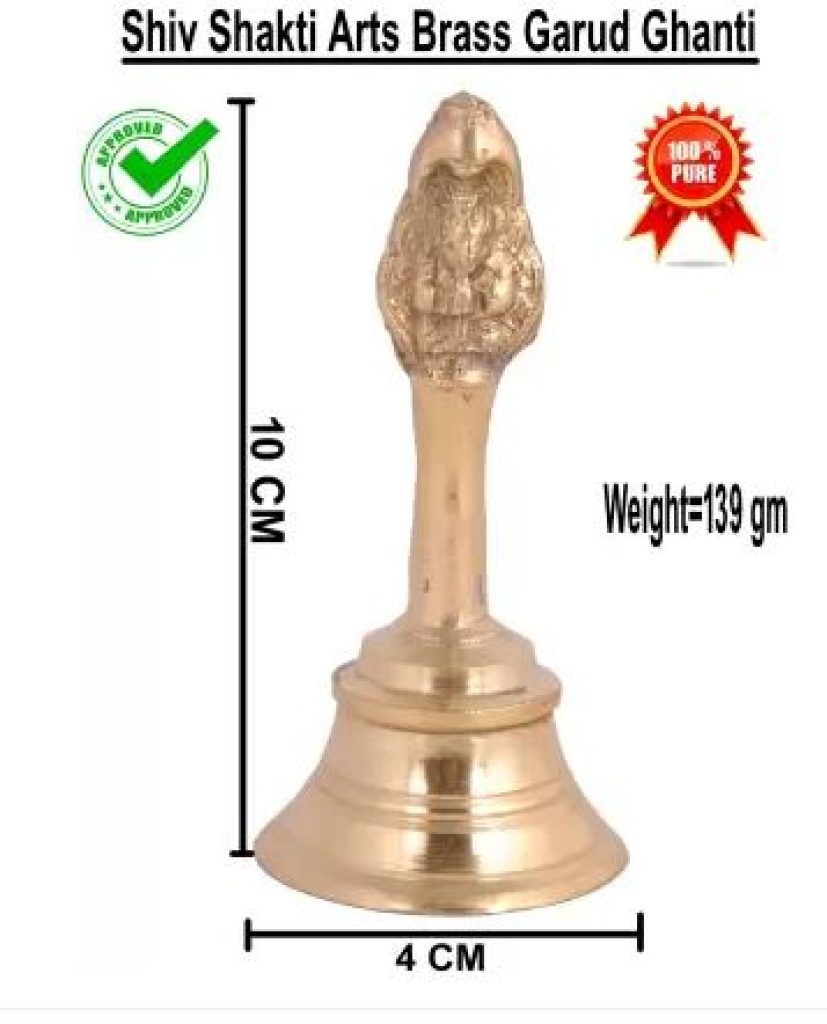 Shivshakti Arts Hand-Crafted Designer Pure Brass Bell (4 Pcs,Garud,Gold)