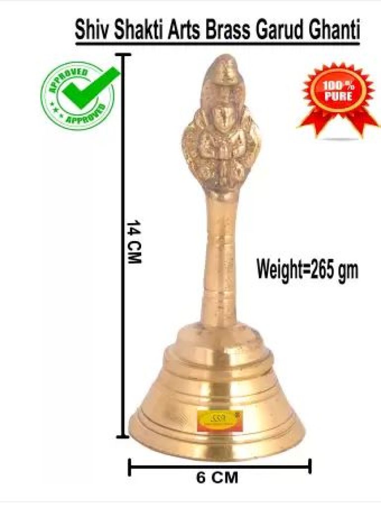 Shivshakti Arts Hand-Crafted Designer Pure Brass Bell-6 Inch