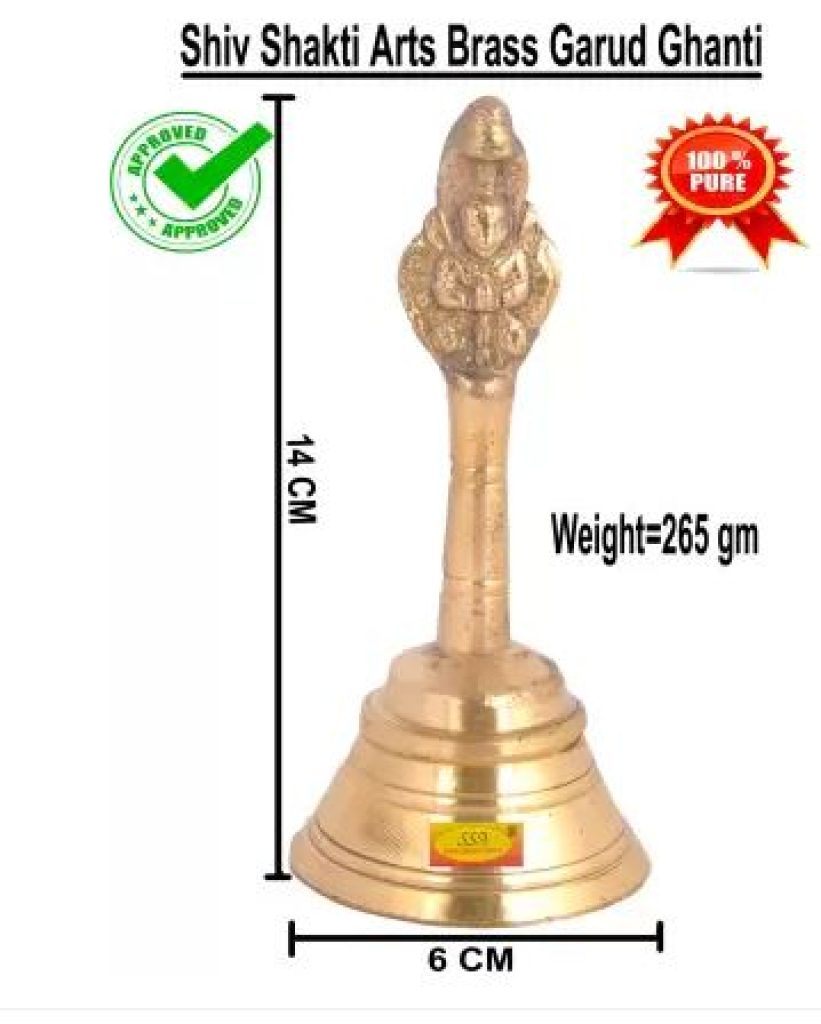 Shivshakti Arts Hand-Crafted Designer Pure Brass Bell -6 Inch