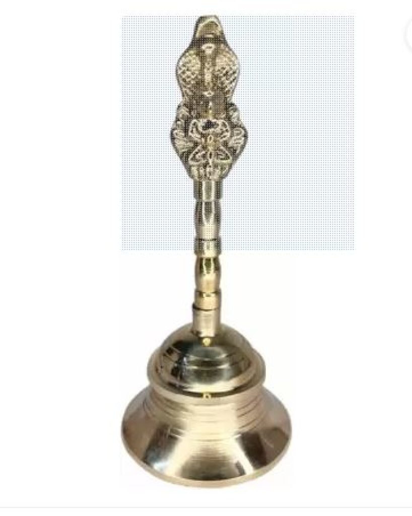 TORPPEZA Brass Garud Design Bell for pooja (Size - 14cm) Brass Pooja Bell  (Gold, Pack of 1)