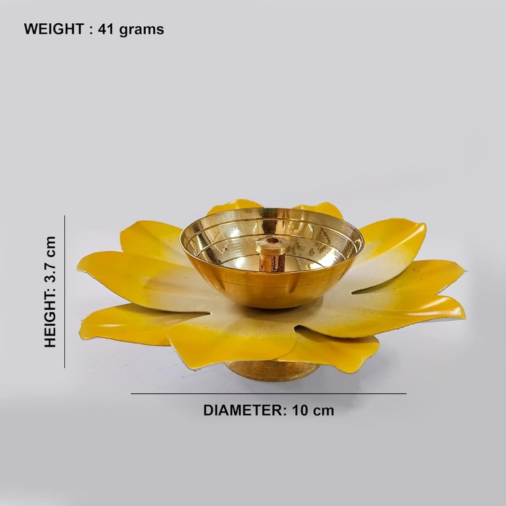  Vintageware Brass and Metal Lotus Shape Deepak Akhand Diya for Puja Arti in Home and Office (Yellow, Small Set of 24) 